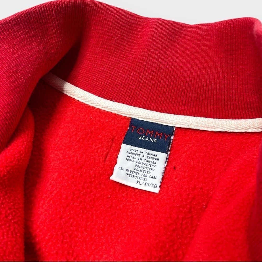 Vtg 90s Y2K Tommy Hilfiger 1/4 Zip Fleece Jacket, Big Logo Sweatshirt XL Sherpa - Picture 7 of 8